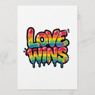 Invitation Love Wins Rainbow Pride Quote | Colorful LGBTQ+ 