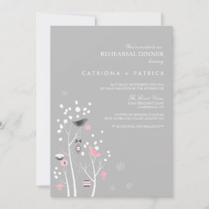 Invitation Lovebirds Revue hivernale de neige Dîner Invitatio
