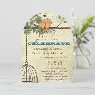 Invitation Lovebirds Rustiques Assis Dans Un Mariage D'Arbre