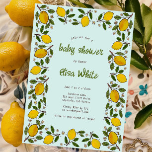 Invitation Lovely Lemons Rustic CUSTOM Code QR BABY SHOWER