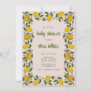 Invitation Lovely Lemons Rustic CUSTOM QR Code FÊTE DES MARIÉ
