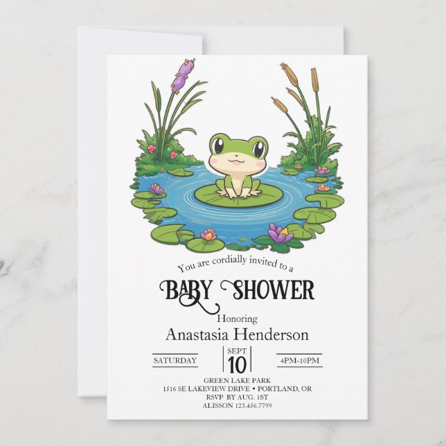 Invitation Lovely Mystical Frog Baby shower (Devant)