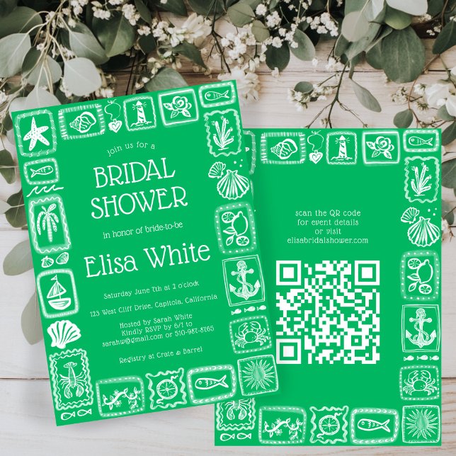 Invitation LoveNotes from Sea Modern CUSTOM QR Fête des marié (LoveNotes from Sea Modern CUSTOM QR Bridal Shower Invitation
)