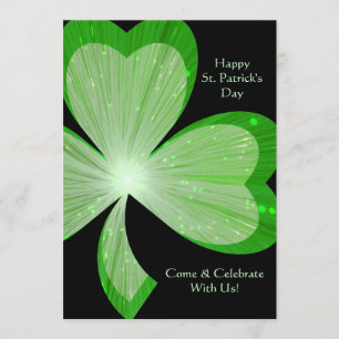 Invitation L'Shamrock "Bonne Saint-Patrick's Day" en noir sur