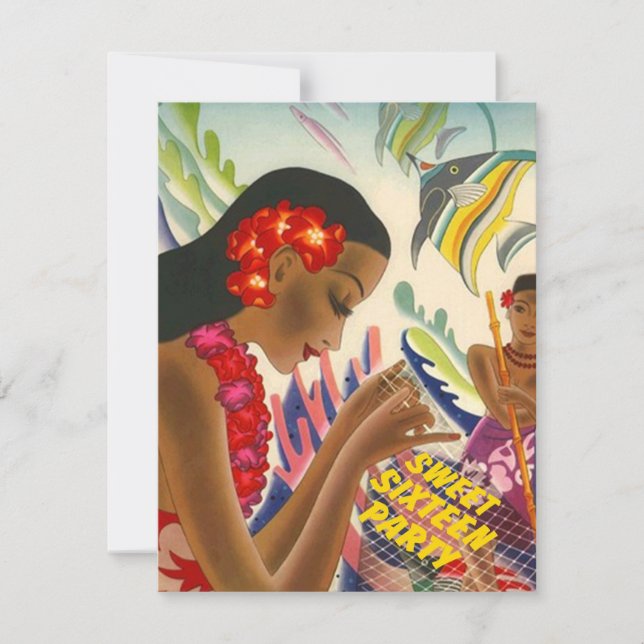 INVITATION LUAU DE FÊTE D'ANNIVERSAIRE DU BONBON (Devant)