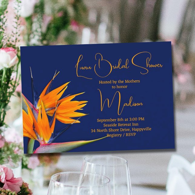 Invitation Luau Fête des mariées Orange Oiseau du Paradis Des (Créateur téléchargé)