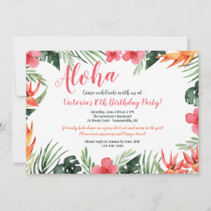 Invitation Luau Fleurs Tropicales