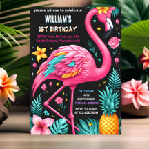 Luau Fly Pink Flamant rose Pool Party 1er annivers