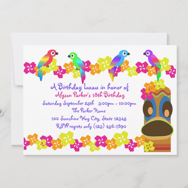 Invitation Luau hawaïen (Devant)