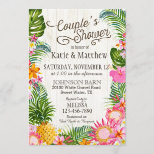 Invitation Luau Hawaiian Beach Douche Rustique Couples
