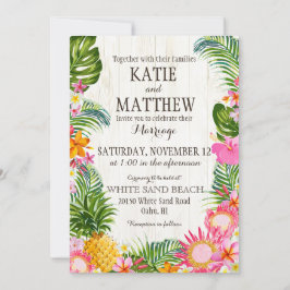 Invitation Luau Hawaiian Beach Mariage rustique