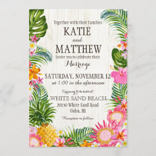 Invitation Luau Hawaiian Beach Mariage rustique