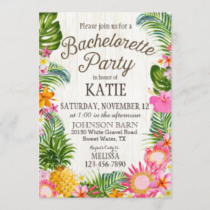 Invitation Luau Hawiian Beach Rustique Bachelorette Party