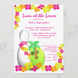 Invitation Luau Theme Bowling