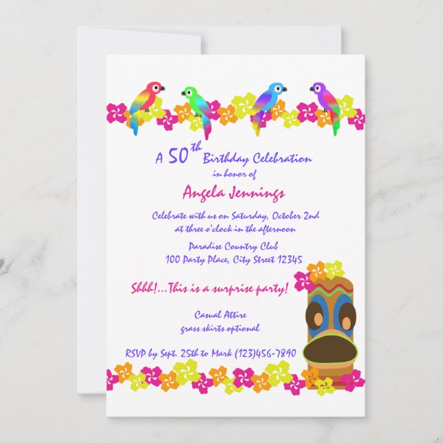 Invitation Luau tropical (Devant)