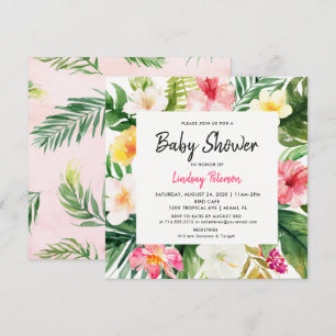 Invitation Luau Tropical Feuille Carré d'été Baby shower