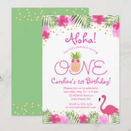 Invitation Luau Tropical Floral Girl 1er anniversaire