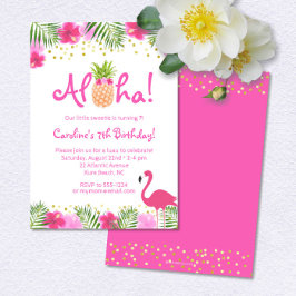 Invitation Luau Tropical Floral Girl été Anniversaire