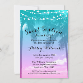 Invitation Luau Turquoise rose doux 16 Anniversaire