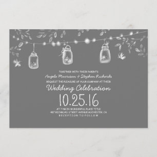 Invitation lucioles bocaux de mason bocaux mariage rustique