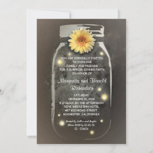 Invitation Lucioles et pot en verre de Mason Anniversaire Fan