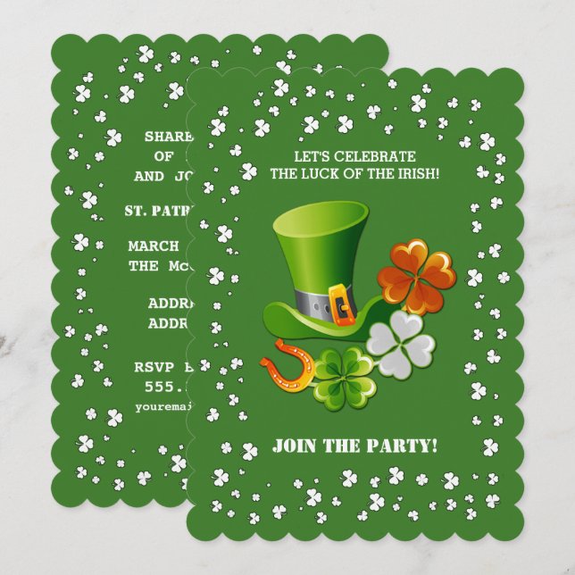 Invitation Lucky Charms St. Patrick's Day Party (Devant / Derrière)