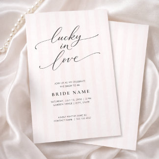 Invitation Lucky in Love Élégant Rayure Rose Baby Shower