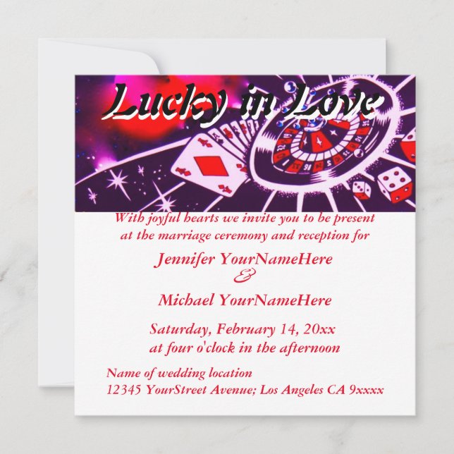 Invitation Lucky in Love Las Vegas Mariage (Devant)