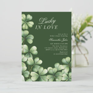 Invitation Lucky in Love Mariage Shower Shamrock Vert