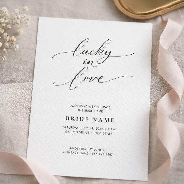 Invitation Lucky in Love | Modern Minimalist Bridal Shower (Créateur téléchargé)