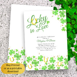 Invitation Lucky in Love Shamrock Elegant Fête des mariées