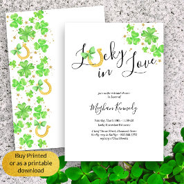 Invitation Lucky in Love Shamrock et Horseshoe Fête des marié