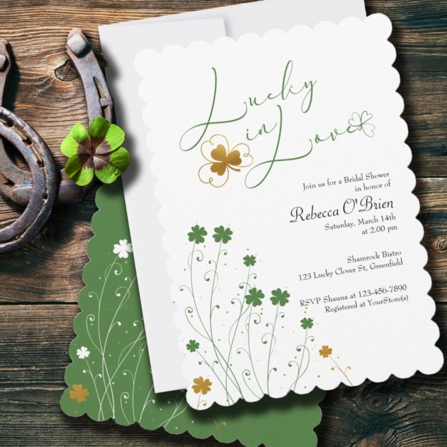 Invitation Lucky in Love Shamrock Fête des mariées Fleur sauv (Créateur téléchargé)