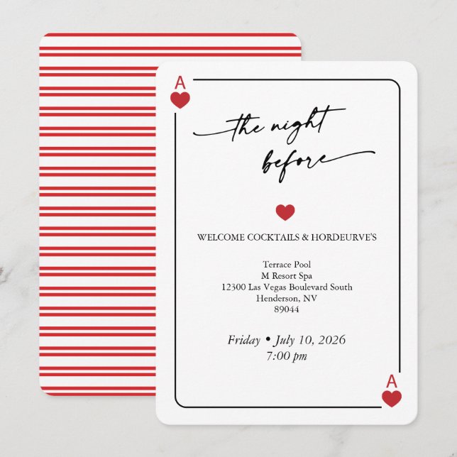 Invitation Lucky in Love Wedding Night Before Card (Devant / Derrière)