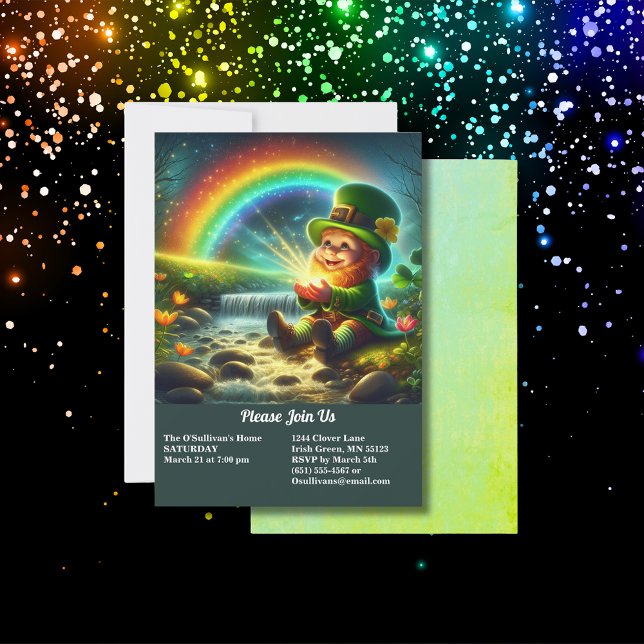 Invitation Lucky Leprechaun Gold & Rainbow St Patrick's Day (Lucky Leprechaun Gold & Rainbow St Patrick's Day Invitation)
