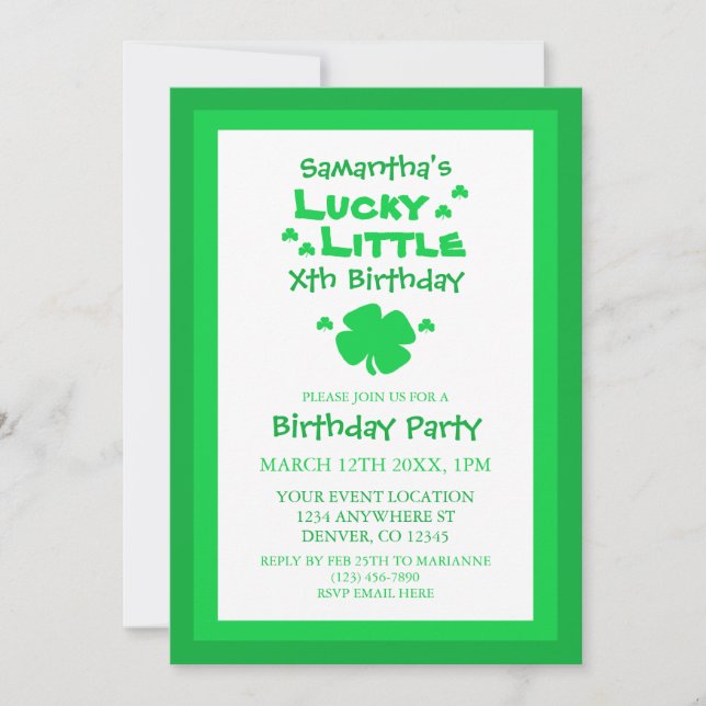 Invitation Lucky Little Birthday (Devant)
