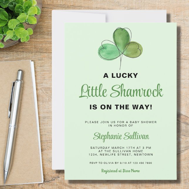 Invitation Lucky Little Shamrock Green Baby shower (Créateur téléchargé)