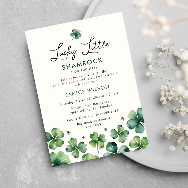 Invitation Lucky Little Shamrock St. Patrick's Baby shower (Créateur téléchargé)