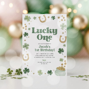 Invitation Lucky One 1er Anniversaire St Patricks Day Vert Or