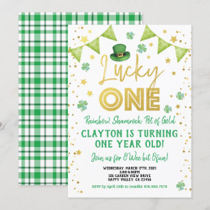 Invitation Lucky One Baby First Birthday St Patrick's Day