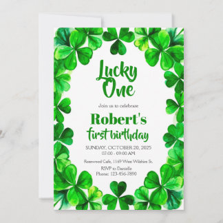 Invitation Lucky One Birthday, Shamrock Birthday Invite