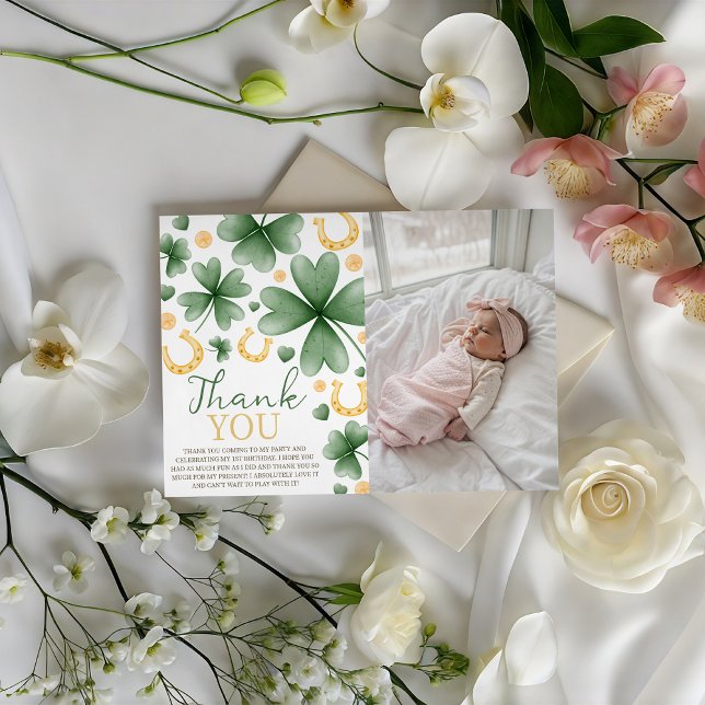 Invitation Lucky One Photo Thank You Card (Créateur téléchargé)