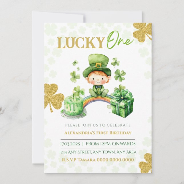 Invitation Lucky One Premier St patrick d'anniversaire (Devant)