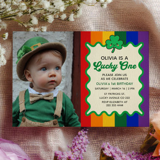 Invitation Lucky One Rainbow St. Patrick's 1st Birthday Photo
