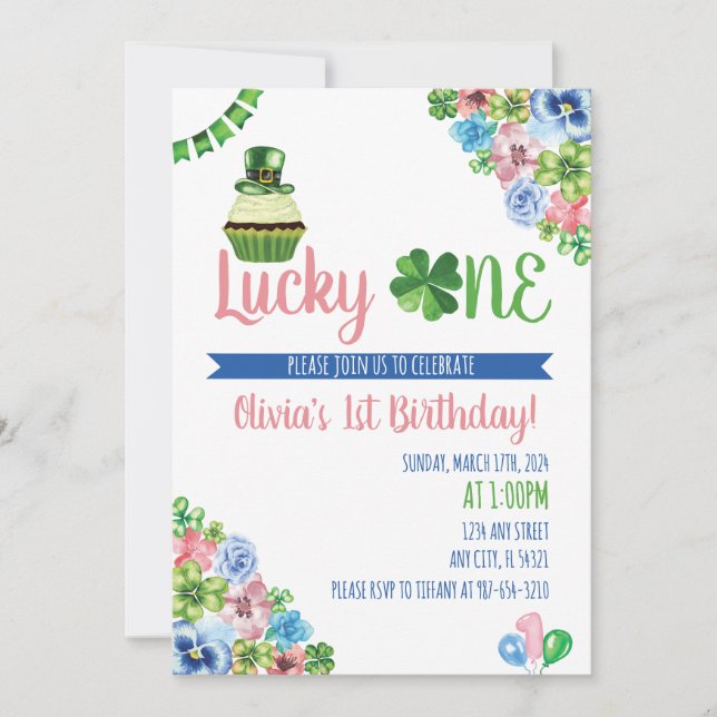 Invitation Lucky One Saint Patrick 1er anniversaire (Devant)