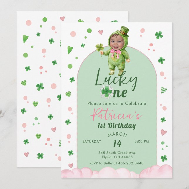 Invitation Lucky One St Patrick Birthday Photo (Devant / Derrière)