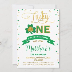 Invitation Lucky One St. Patrick's Day 1er Garçon Anniversair