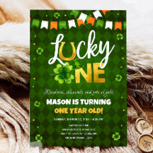 Lucky One St. Patrick's Day Boy First Birthday Inv