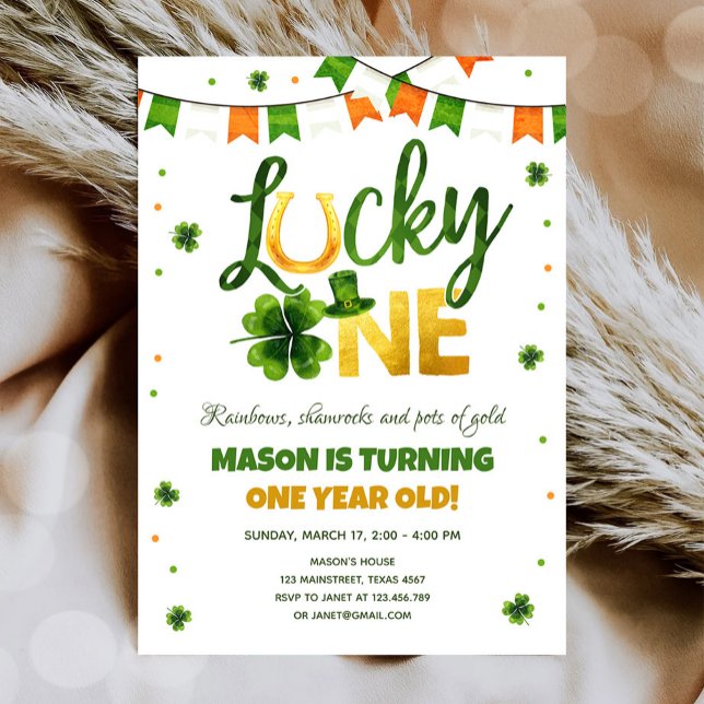 Invitation Lucky One St. Patrick's Day Boy Premier anniversai (Créateur téléchargé)