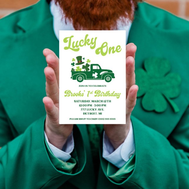 Invitation Lucky One, St. Patrick's Day Camion Premier annive (Créateur téléchargé)
